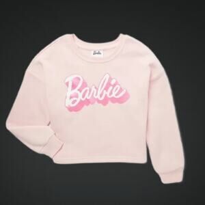 Girls Pink Barbie Logo Sweatshirt with Long Sleeves Size Large